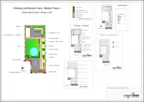 Uitvoeringsplan voor particulieren tuin. Ontwerp gemaakt door Dutchadesign, gedigitaliseerd door Groenidee.